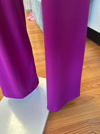 Girls’ Vibrant Purple High-Waist Wide-Leg Pant