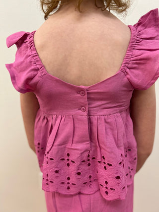 May Girls Eyelet Crop Pant and Babydoll Top - All About Me Boutique