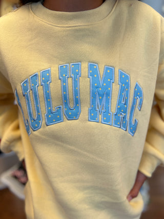 Lulu Mac Girls Sweatshirt Butter - Light Blue Stitch