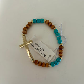 MK - Brown and Turquoise with Cross - All About Me Boutique