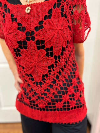 Rejane Short Sleeve Crochet Top - All About Me Boutique