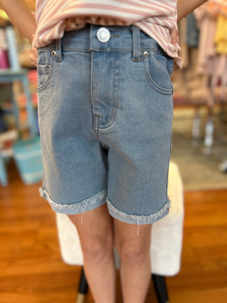 Girls Light Wash Denim Bermuda Shorts by Vignette - All About Me Boutique