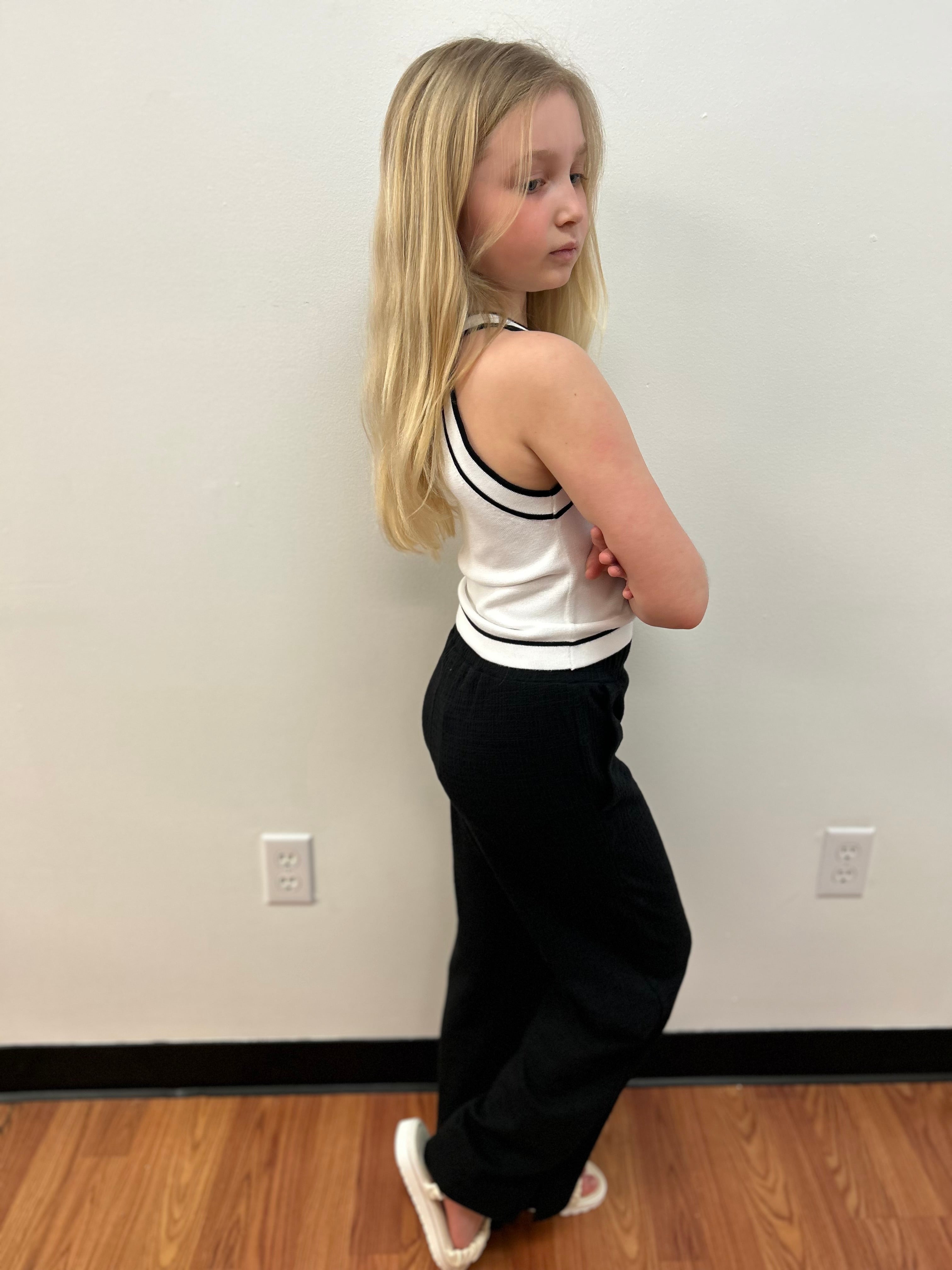 May Girls Black Knit Trousers