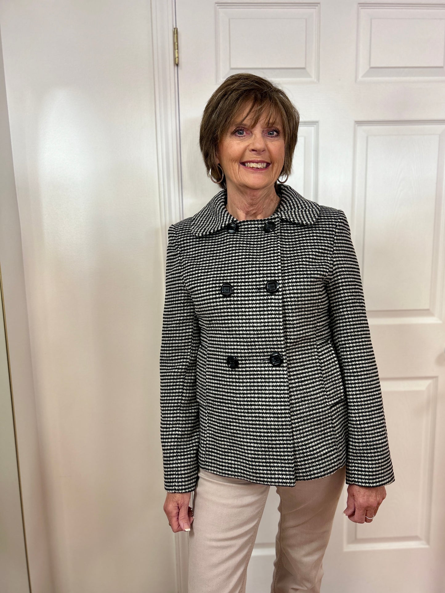 Houndstooth Jacket - Classic Double Breasted Style