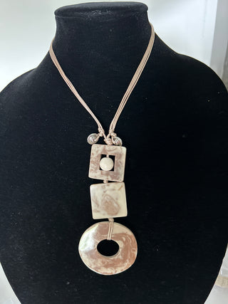 Ladies Adjustable Corded Geometric Statement Necklace