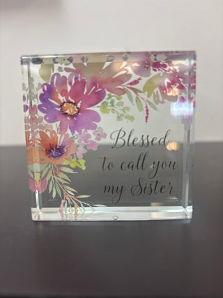 Ganz Printed Glass Sentiment Blocks - All About Me Boutique