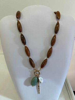 MK Beaded Necklace with Gold Spacers & Pearl Charm - All About Me Boutique