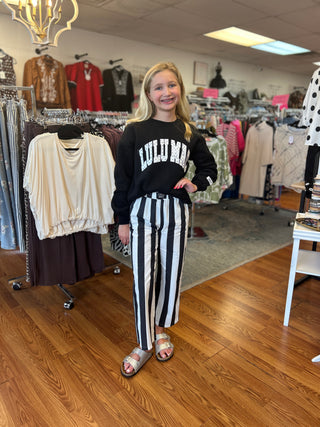 Lulu Mac Girls Black/White Polka Dot-Stitch Sweatshirt