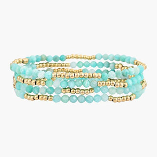 Glowing Amazonite Bracelet Set - Gemstone Stretch Bracelets by Cape Diablo - All About Me Boutique