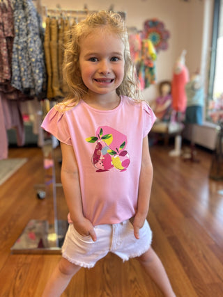 Girls Pink Fruit Embellished Tee by Mayoral - All About Me Boutique