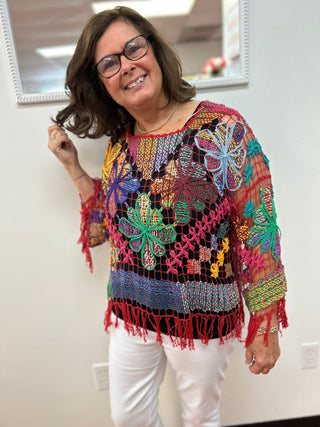 Rejane Fringed Crochet Top - All About Me Boutique