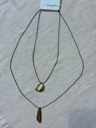MK - Black Cord w/Gold Double Strand Necklace - All About Me Boutique