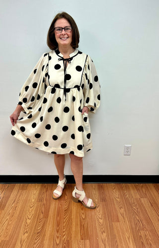 Polka Dot Peasant Dress - All About Me Boutique