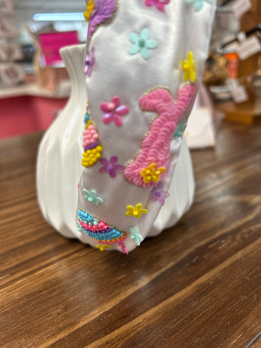 Jane Marie Beaded Easter White Knotted Headband