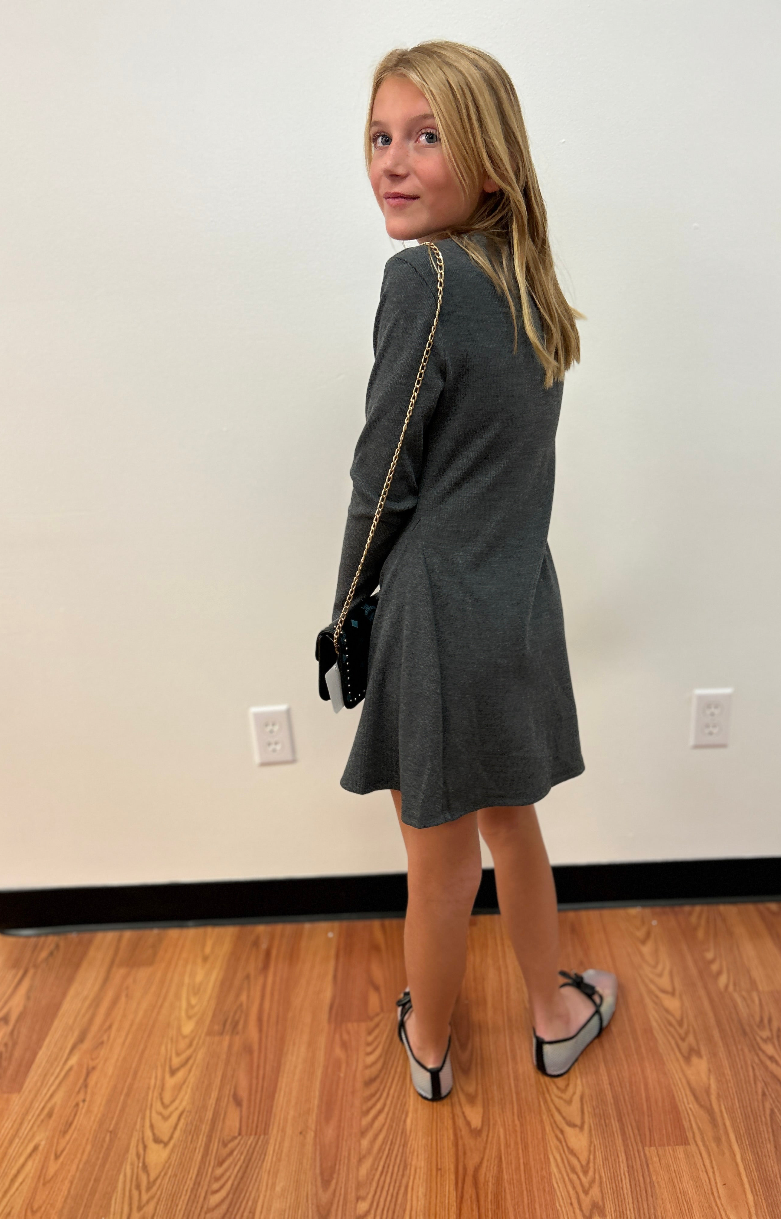 GG Rib Knit Flare Dress