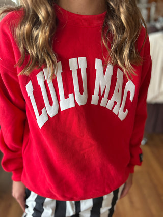Lulu Mac Girls Red With White Puff Sweatshirt