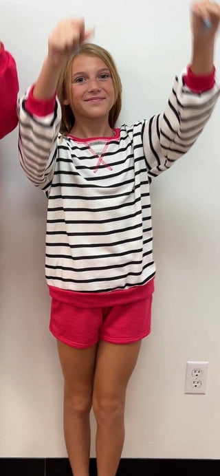 GG Striped French Terry Sweatshirt - All About Me Boutique