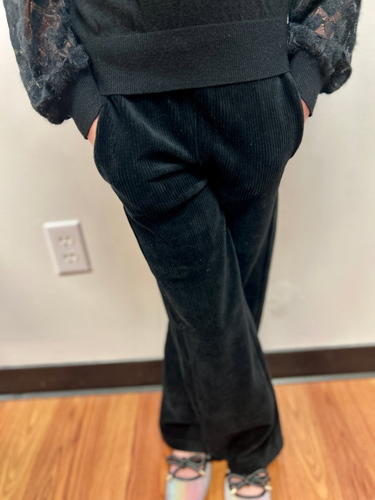 Mayoral Girls Black Corduroy Pants - Pull On