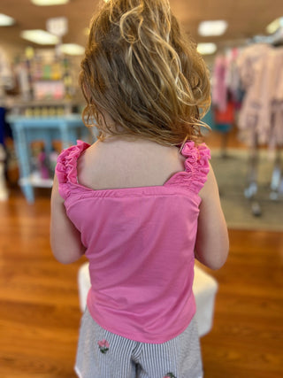 Girls Ruffled Shoulder Tank Top - All About Me Boutique