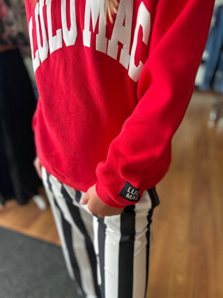 Lulu Mac Girls Red With White Puff Sweatshirt