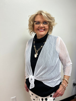 Tie Front Mesh Bolero - All About Me Boutique