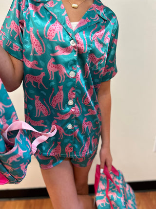 Jane Marie Girls Leopard Silk Pajamas - All About Me Boutique