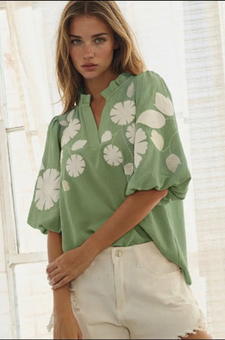 Oddi Bubble Sleeve Blouse - All About Me Boutique