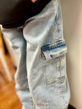 KanCan Girls Barrel Jeans - Cargo Pocket - All About Me Boutique