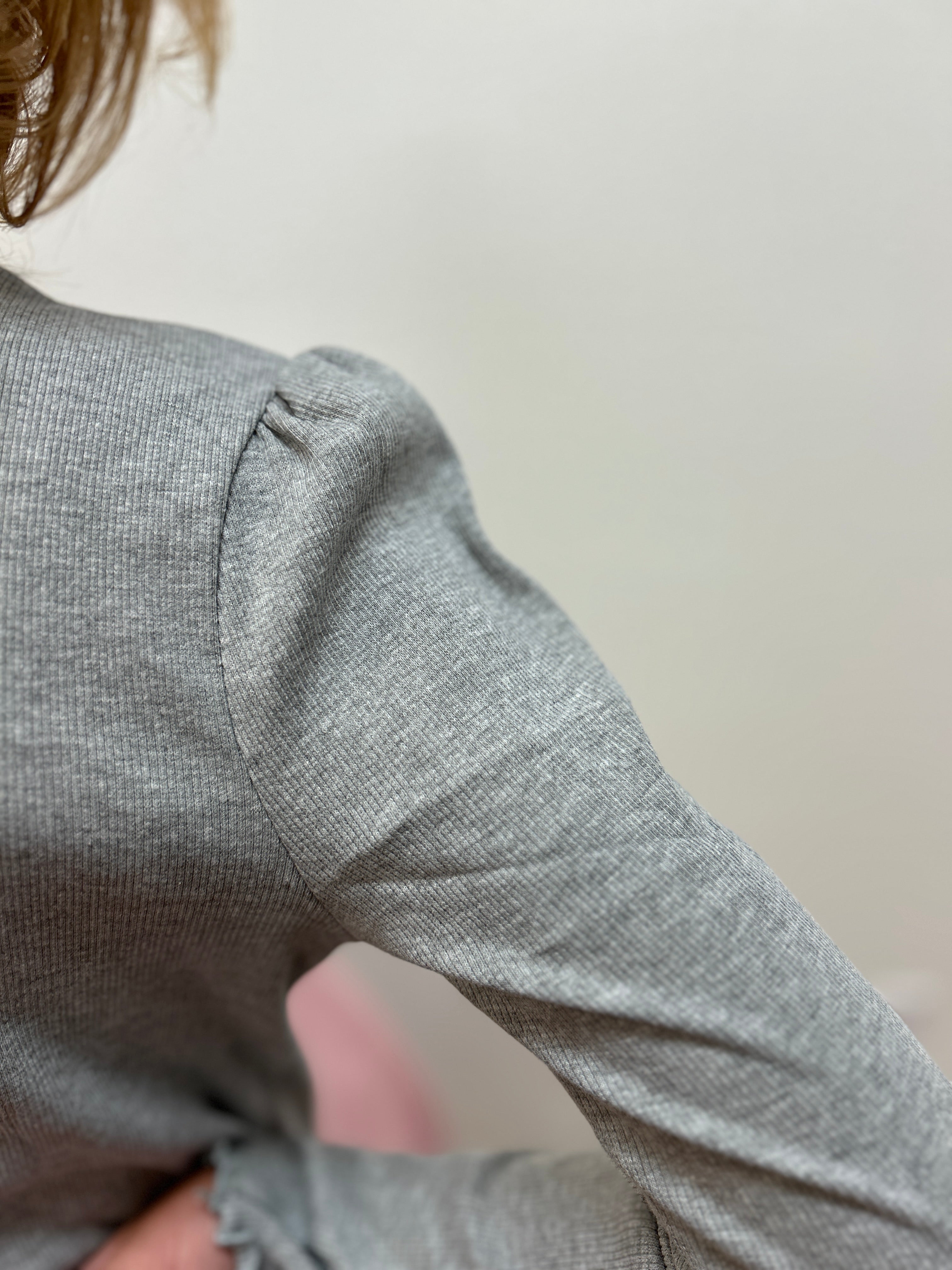 Creamie Girls Heather Gray Rib Knit Tee with Bling Bodice