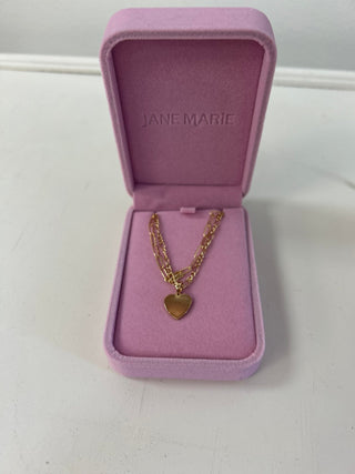 JM - Gold Paperclip Chain With Heart - All About Me Boutique