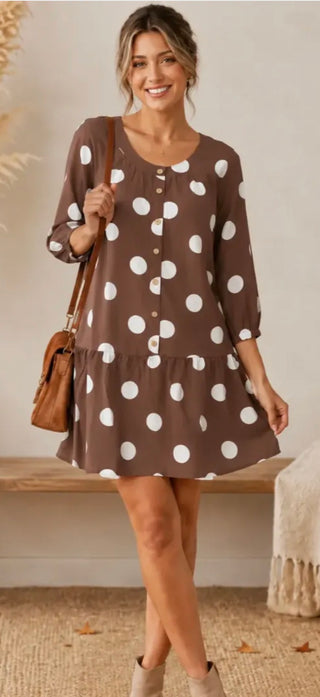 Linique Polka Dot Button Front Dress
