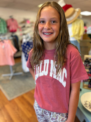 Lulu Mac Girls Crimson Polka Dot Tee
