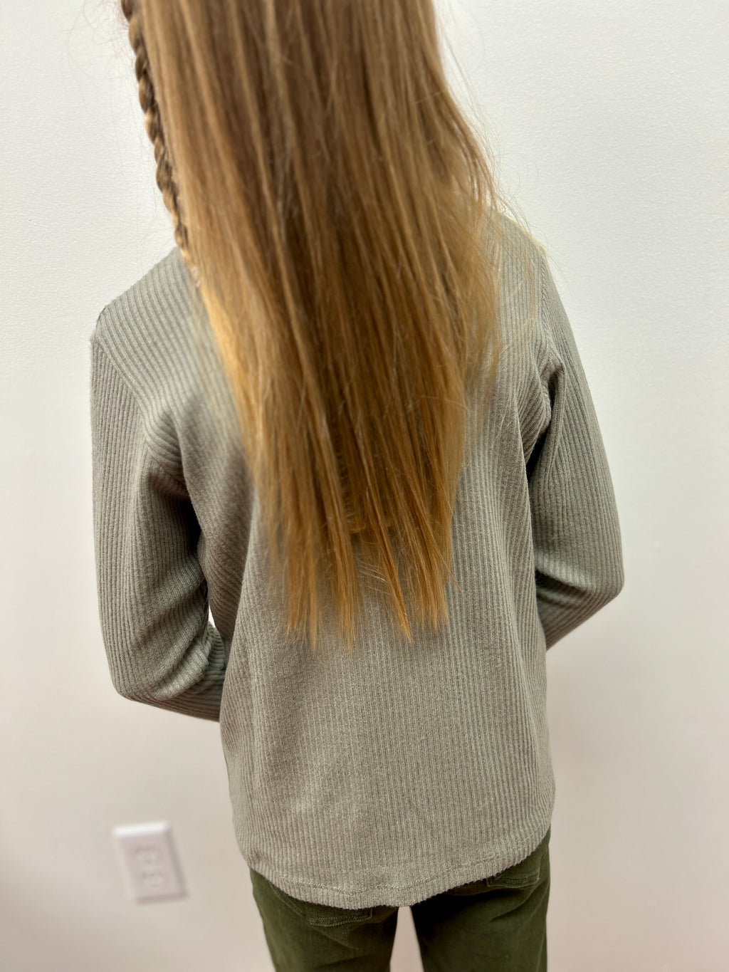 AC407 Girls Rib Knit L/S Top with Glitter Star