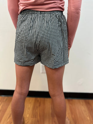 Hayden Girls Black and White Seersucker Elastic Waist Shorts - All About Me Boutique