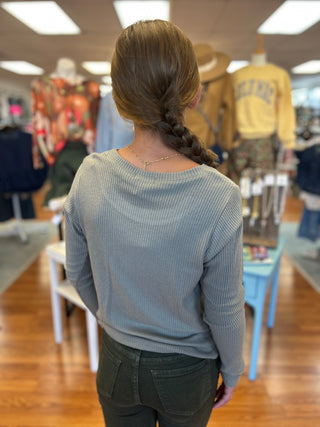 Area Code Girls Rib Knit Long Sleeve Top with Glitter Star