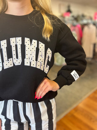 Lulu Mac Girls Black/White Polka Dot-Stitch Sweatshirt