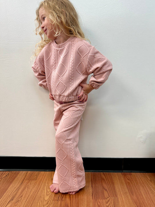 Mayoral Girls Wide Leg Textured Knit Pants