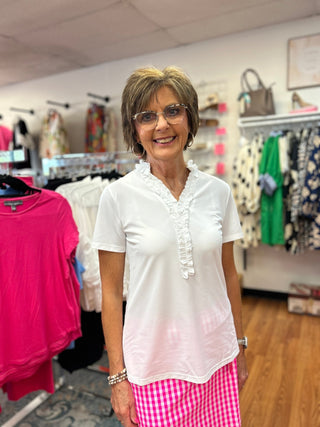 Meredith Ruffle Trim Top by Aryeh - All About Me Boutique