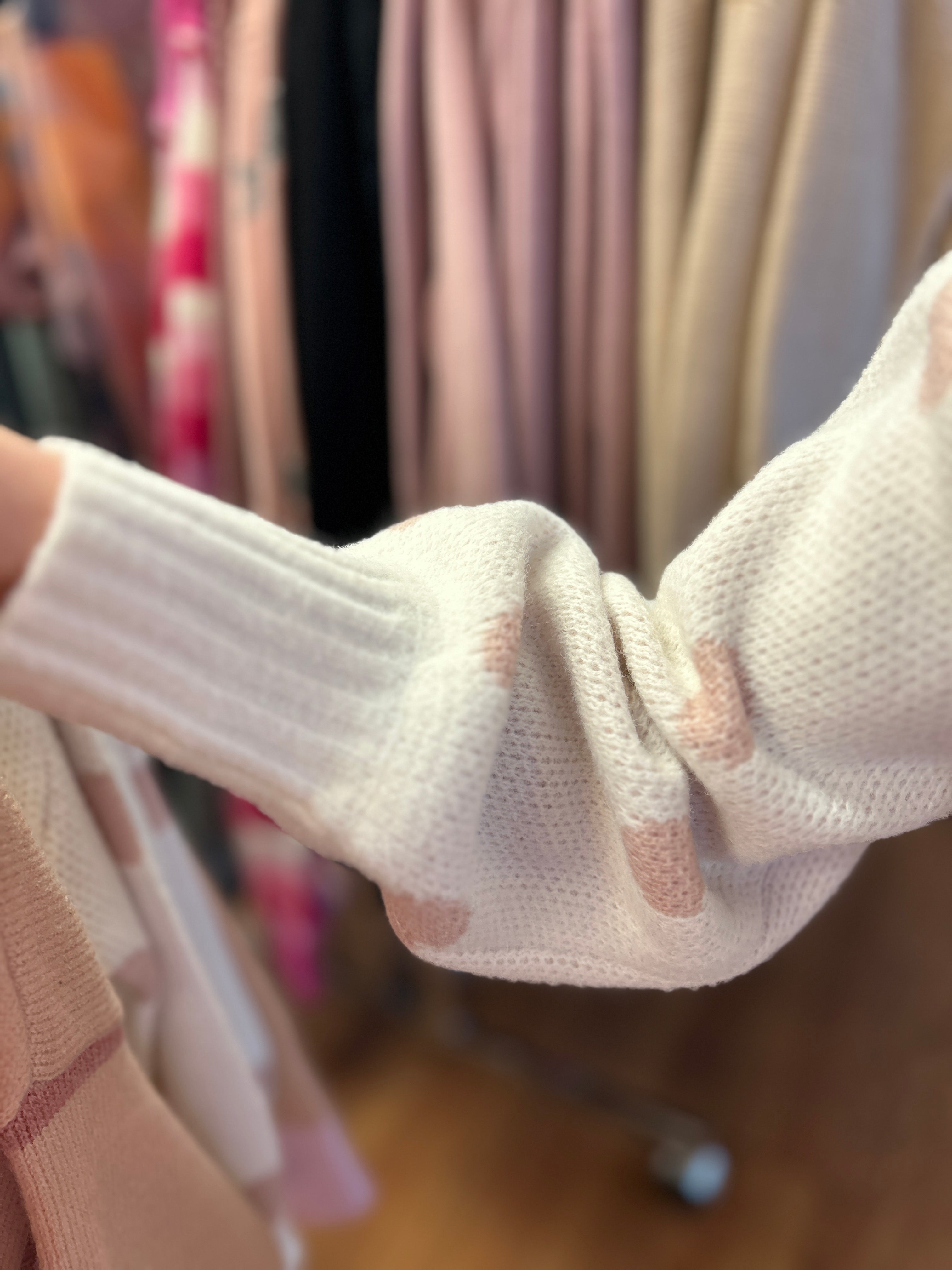 H & A Tween Girls Crew Neck Dot Sweater