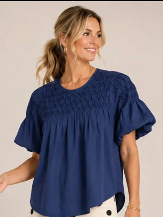 Liv Los Angeles Tencel Smocked Yoke Blouse