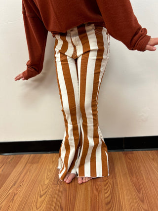 OD - Girls Mustard Stripe Bell Bottom Jeans - All About Me Boutique