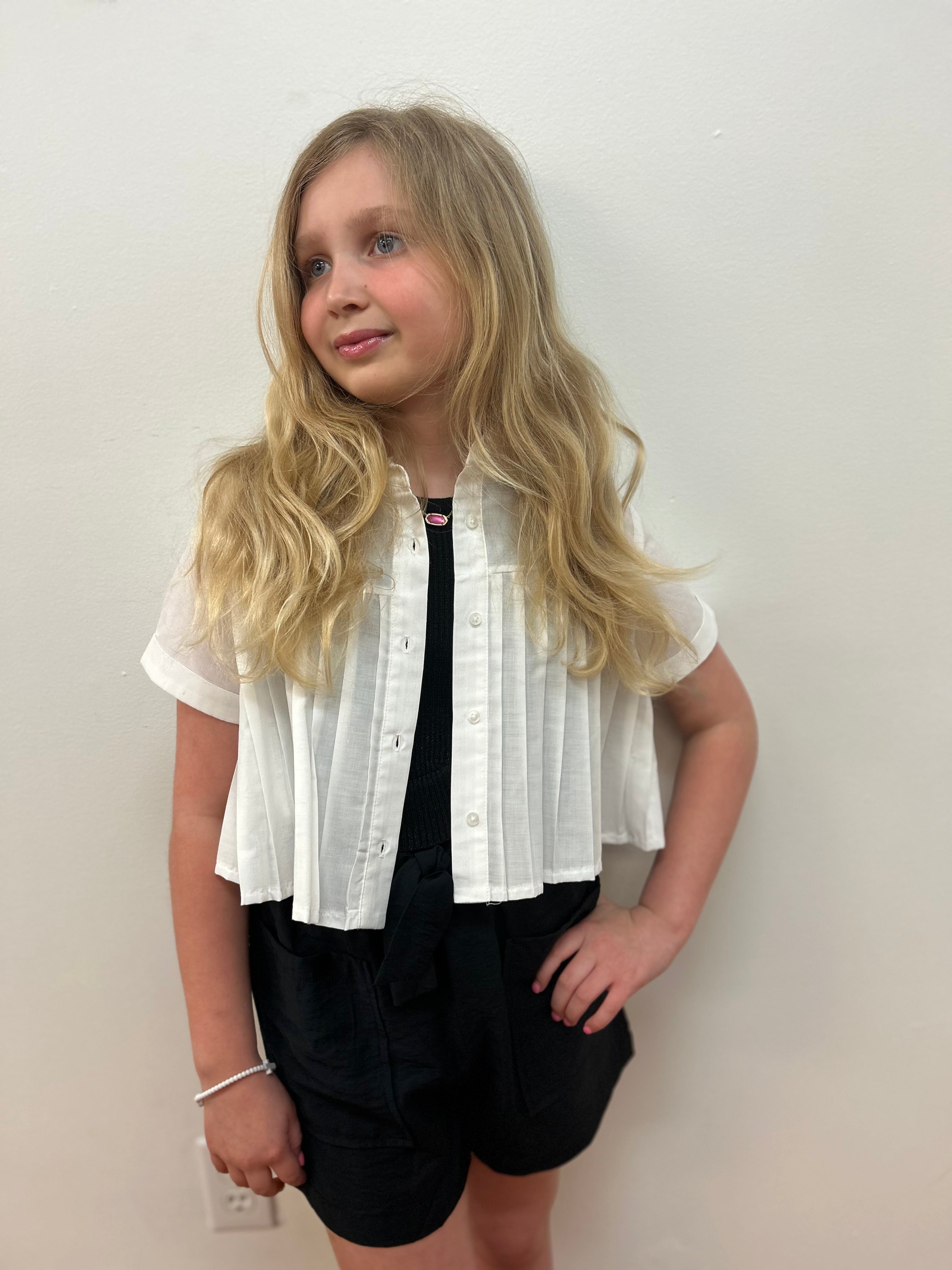 May Girls Pleated Crop Top