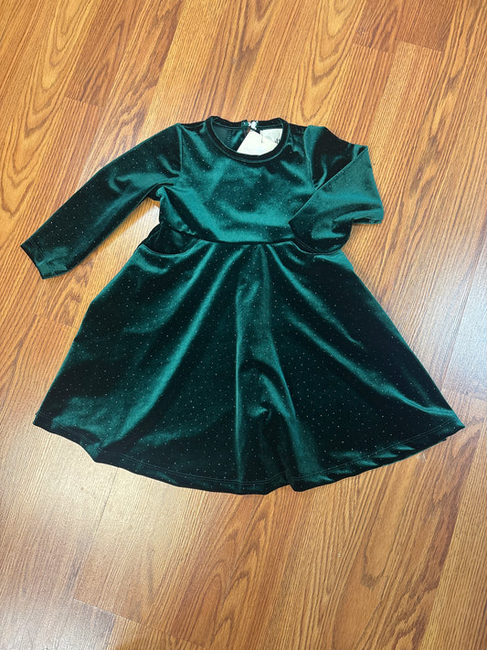 Vignette Girls Green Velvet Sparkle Dress