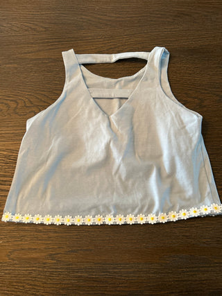 Girls Open Back Tank - Daisy Trim - All About Me Boutique