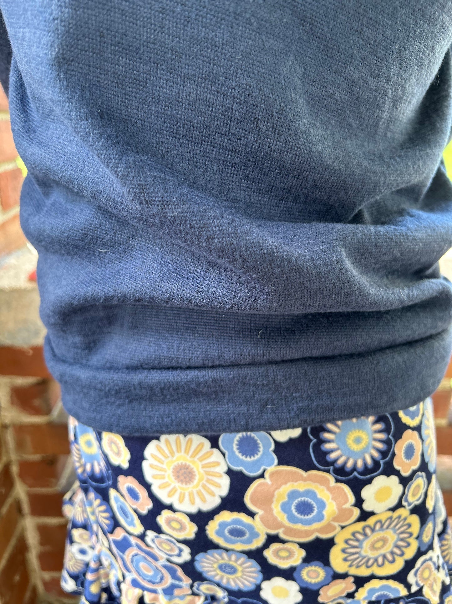 AC407-Girls Navy Brushed Knit Tie Front Top (JKA)