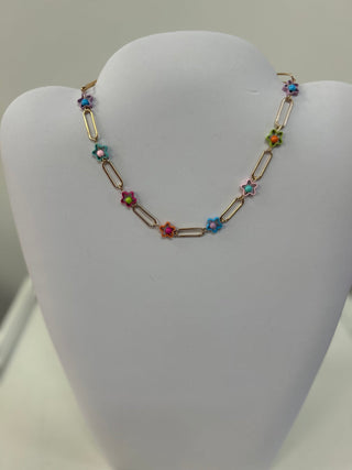 JM - Gold Paperclip Links with Multi Stars Necklace - All About Me Boutique