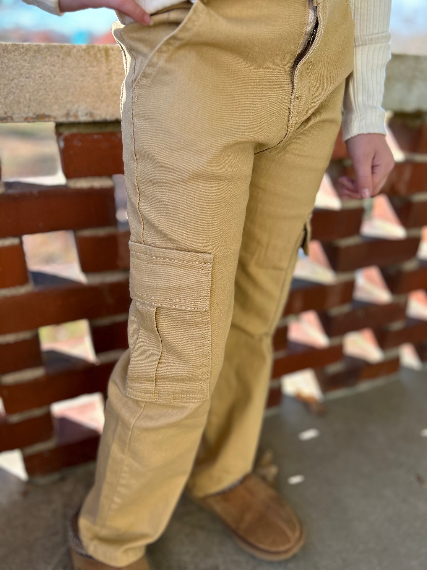 OD-Girls Khaki Cargo Pants