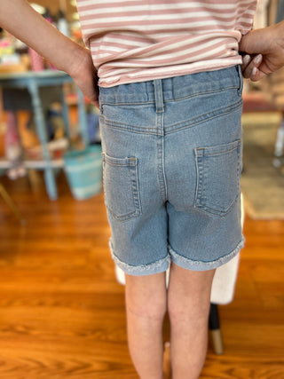 Girls Light Wash Denim Bermuda Shorts by Vignette - All About Me Boutique