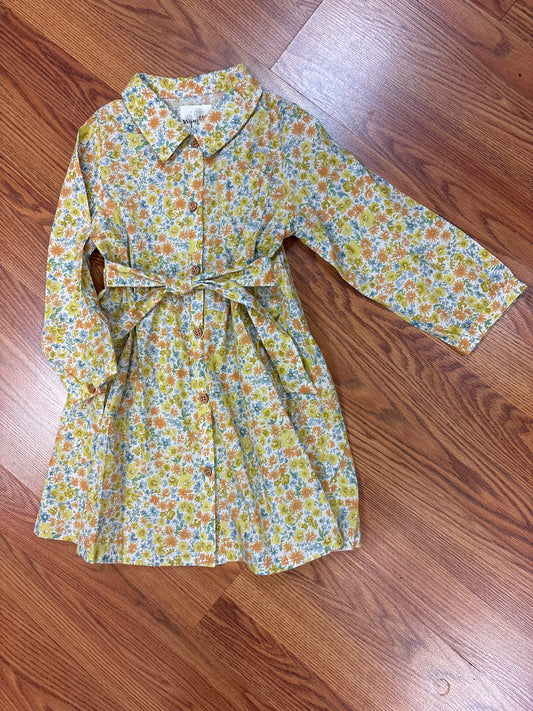 Vignette Girls Floral Shirtwaist Dress -  Tie Waist