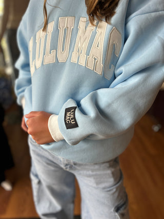 Lulu Mac Girls Color Block Light Blue/White - Stitch Sweatshirt